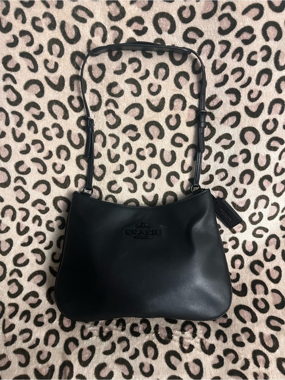 Coach Black Penelope Leather Shoulder Bag with Logo Tag